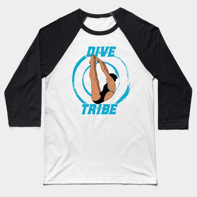 Womens Diving Dive Tribe Springboard Platform Diver Baseball T-Shirt by atomguy